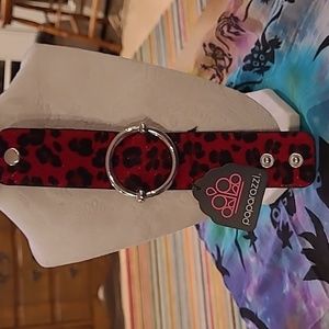 Paparazzi animal print faux leather and fur snap bracelet
